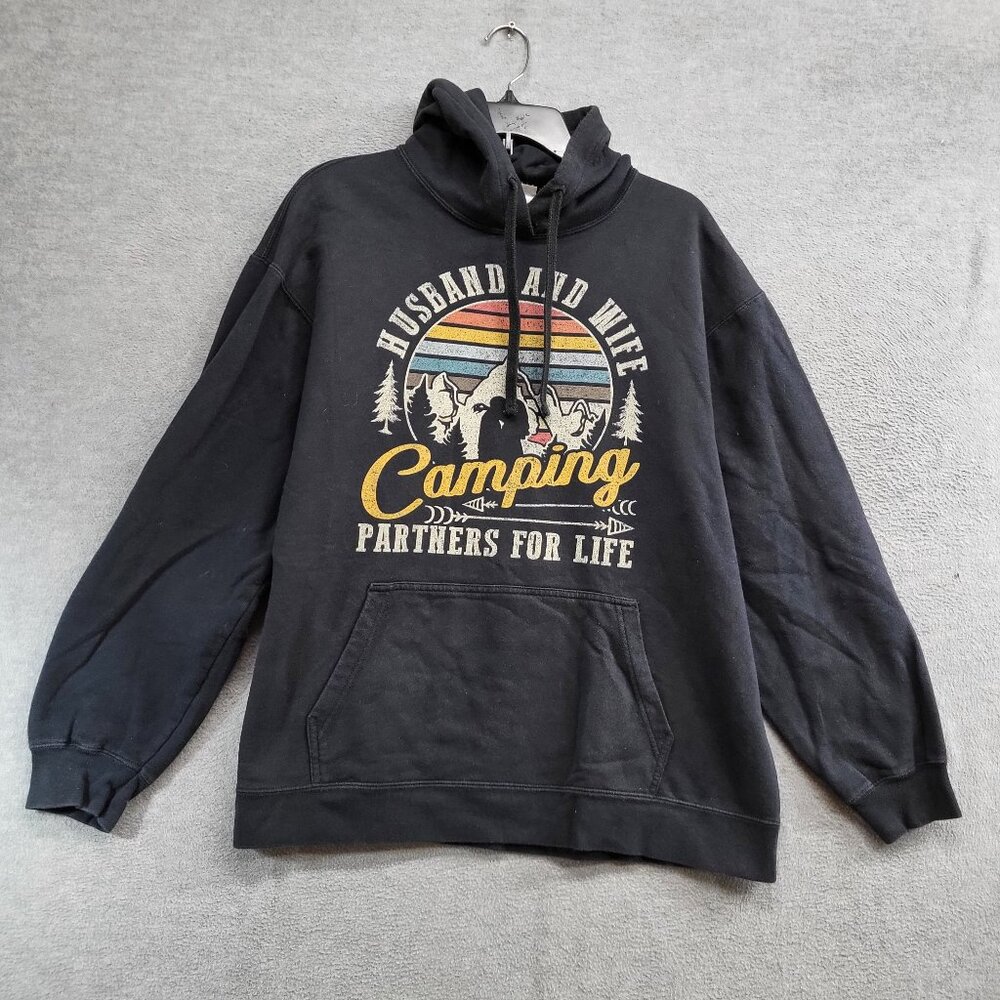 Camping Women Hoodie XL Black Husband‎ and Wife Partners For Life Pullover